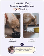LE TAUCI Slow Feeder Dog Bowls Ceramic, 3 Cups Slow Feeding Dog Bowl Medium Large Breed, Puzzle Pet Dishes,Vortex Blue