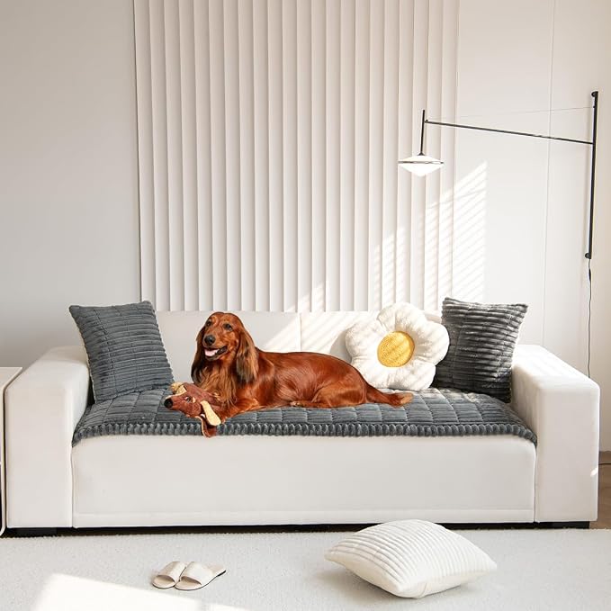 Mitid Sofa Cover Fuzzy Couch Cover for Pet, Couch Covers for Dogs Pets Mat | Washable Non-Slip Sofa Slipcover Cushion Protector Pets Friendly Mat, Dog Couch Cover, Square Couch Covers for Dogs Non Skid