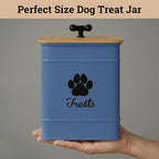 Dog Treat Container Airtight, 6"W x 8"H, Powder Coated, 12 Cup Capacity | Fits All Popular Treats, 12 Cup Capacity, Airtight Bamboo Lid, Easy Open Lid, Dent-Resistant Durable Metal Bone-Shaped Handle