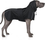 Dog Raincoat, Waterproof Dog Rain Jacket with Hood Black 3XL | Rain Coat For Large Dogs, Doggy Poncho With Leash Hole, Reflective Strips, For Rainy Snowy Weather Walks, Hiking, Camping