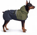 Luciphia Dog Raincoat, Adjustable Hooded Reflective Jacket with Pocket | Olive Navy XXX-Large dog rain jacket with leash hole, buckle-on, non-stick fur. For daily walks.