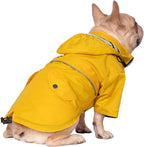 HDE Dog Raincoat Poncho Double Layer Zip Rain Jacket with Removable Hood, Leash Hole for Small to 3XL Dogs and Puppies Yellow - M
