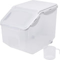 10 Liter / 20 lbs Rice Storage Container with Measuring Cup, BPA free, For Rice | Grain | Pet Food | Flour, 1 count, Clear