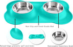Hubulk Pet Dog Bowls 2 Stainless Steel Dog Bowl with No Spill Non-Skid Silicone Mat + Pet Food Scoop Water and Food Feeder Bowls for Feeding Small Medium Large Dogs Cats Puppies (Small, Mint Green)