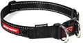 EzyDog Double Up Dog Collar, Strong Double D-Rings - Medium, Black | Dual D-Rings for Superior Strength, Safety, and Comfort, Soft Touch Nylon Webbing, Reflective Stitching, Id Attachement Point