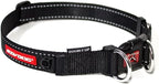 EzyDog Double Up Dog Collar, Strong Double D-Rings - Large, Black | Dual D-Rings for Superior Strength, Safety, and Comfort, Soft Touch Nylon Webbing, Reflective Stitching, Id Attachement Point