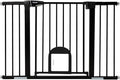 Babelio 29-48" Extra Wide Baby Gate with Adjustable Cat Door, CatPrivilege Ⅲ, Easy Install Pressure/Hardware Mounted, Auto Close Pet Door for Stairs, House, Doorways, Effortless Walk Thru, Black | Adjustable Small Pet Door, Easy Install Pressure/Hardwa...