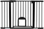 Babelio 29-48" Extra Wide Baby Gate with Adjustable Cat Door, CatPrivilege Ⅲ, Easy Install Pressure/Hardware Mounted, Auto Close Pet Door for Stairs, House, Doorways, Effortless Walk Thru, Black | Adjustable Small Pet Door, Easy Install Pressure/Hardwa...