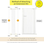 Lumizone Extra Tall Cat Gate Extension Kit 55.12" High 8.27" Wide White | Tall Pet Gate Dog Gate for Doorway Hallway Stairs Pressure Mounted Extra Wide 1.37" Gap No Drilling