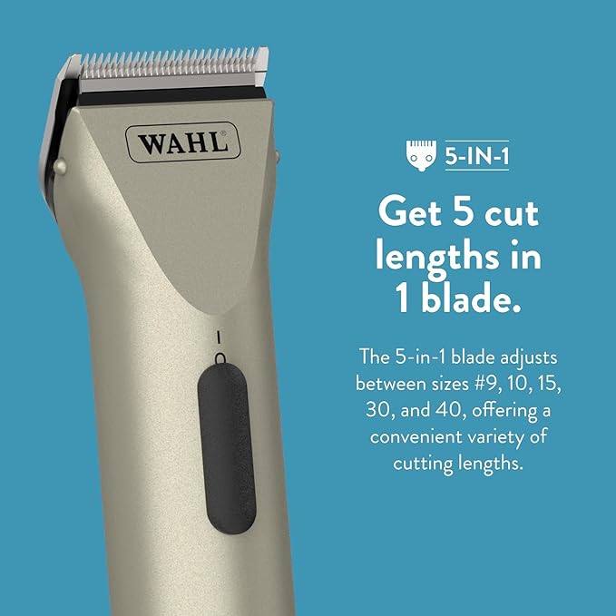 Wahl Professional Animal Arco Cordless Clipper Kit, 8786-452, Champagne | Professional-Grade Pet Clippers for Grooming, 5-in-1 Fine Adjustable Blade, Perfect for Cats and Small to Medium-Sized Dogs