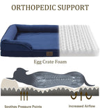 Bedfolks Orthopedic Dog Bed XXL, Waterproof Dog Sofa Bed for Giant Dogs, Egg Foam Pet Couch Bed with Removable Washable Cover and Nonslip Bottom, Navy Blue