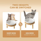Havniva Elevated Cat Bowls, Ceramic Cat Bowl with Bamboo Stand Wide Opening | 5.7” Raised Cat Food Bowls, Whisker Friendly Cat Dish, Anti-Slip Cat Water Bowls, Shallow Cat Bowls, Cat Food & Water Bowl