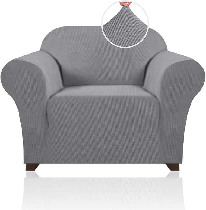 Stretch Chair Cover Chair Slipcovers with Arms 1-Piece Chair Sofa Slipcovers or Living Room Non Slip Armchair Cover Furniture Protector Dogs Pet Friendly(Armchair,Dove)