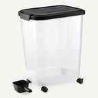 Amazon Basics Pet Food Storage Container with Wheels, BPA-Free, Detachable Scoop, 30lbs Capacity, Reliable Seal