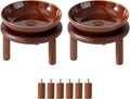 Havniva Elevated Cat Bowls, Ceramic Cat Bowl with Wood Stand, Wide Opening | 5.7” Raised Cat Food Bowls, Whisker Friendly Cat Dish, Anti-Slip Cat Water Bowls, Shallow Cat Bowls, Cat Food & Water Bowl