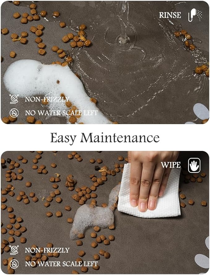 Pet Feeding Mat-Absorbent Dog Mat for Food and Water Bowl-No Stains Quick Dry Water Dispenser Mat-Dog Accessories Pet Supplies-Bowl for Messy Drinkers（Brown,17"x28"