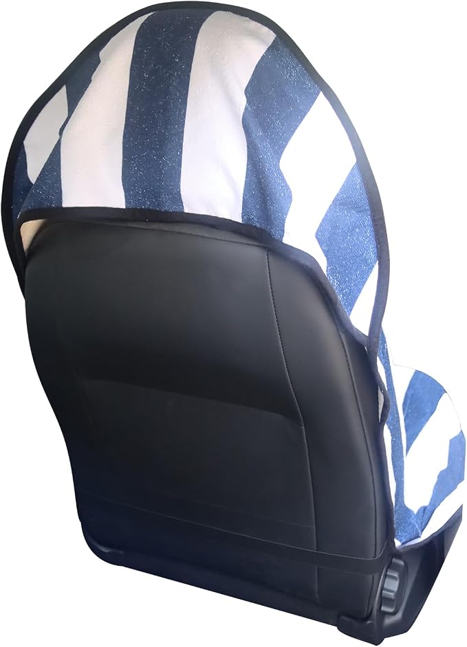 Car Seat Cover Protector Front Seats,for Gym Workout,Running,Swimming,Beach and Hiking,Waterproof Sweat Towel Bucket Seat Covers for Cars SUV Trucks (Blue Stripe, 1Pcs)