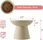 CEEFU 2-Pack Extra Wide Elevated Ceramic 6.2" Shallow Cat Food Bowls | Cat Dish for Whisker Fatigue Relief, 5" Height for Easy Feeding, Durable Raised, Pottery Clay (Not Glazed)