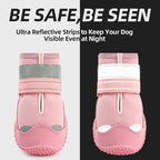 Dog Boots for Large Dogs, Medium Dog Boots & Paw Protectors for Hardwood Floors, Outdoor Dog Booties for Hot Pavement Winter Snow Hiking, Dog Shoes with Reflective Strips