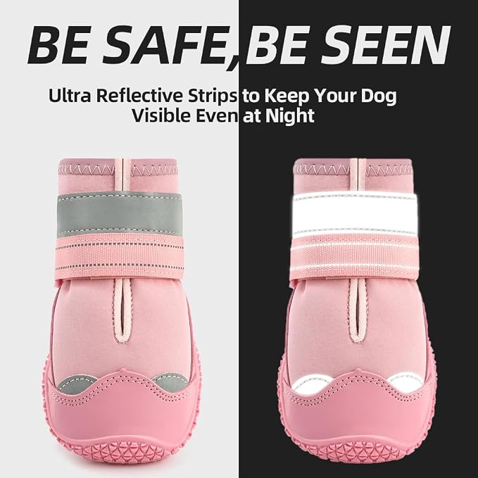 Dog Boots for Large Dogs, Medium Dog Boots & Paw Protectors for Hardwood Floors, Outdoor Dog Booties for Hot Pavement Winter Snow Hiking, Dog Shoes with Reflective Strips