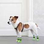 PUPTECK Anti-Slip Dog Socks with Double Sides Grips for Small Medium Large Dogs Hardwood Floors Prevents Licking, Dog Shoes for Hot Pavement Traction Control for Senior Dogs, Fluorescent Green, XL