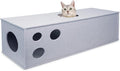 PETKARAY Cat Tunnel, Original Cat Hideaway Cave for Indoor Cats, Large Kitten Play Tubes and Tunnels, Soft Felt Cat Toy with Interactive Peek Hole， Grey Straight