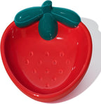 VETRESKA Ceramic Pet Bowl, Tilted Design Pet Feeder for Food and Water | Anti Vomit Cat Bowls for Indoor Cats Cute Strawberry Cat Bowl Dishwasher Safe