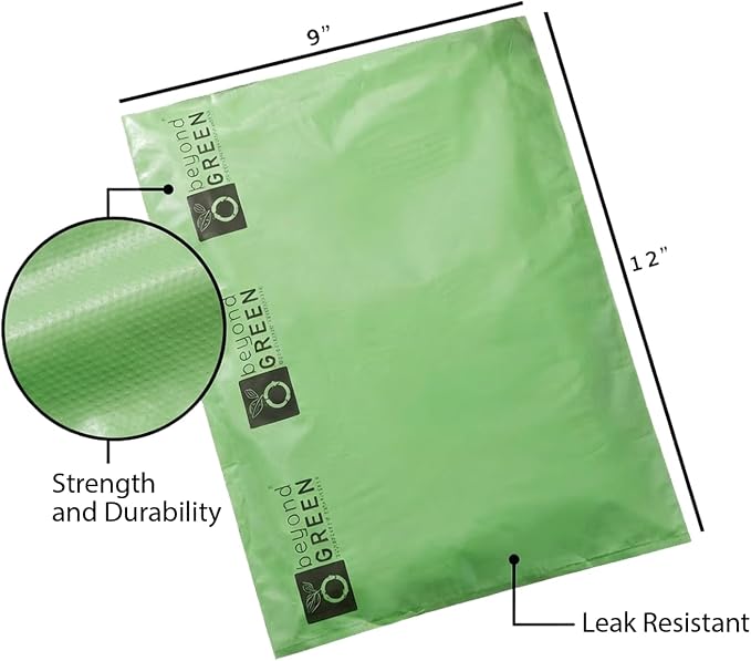 beyondGREEN Plant-Based Dog Poop Waste Bags for Leash Dispenser - 750 Bags - 50 Rolls of 15 Bags - 9" x 12"