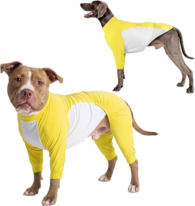 ROZKITCH Dog Cooling Vest, UV Protection Dog Shirt 2 in 1 Full Body Suit Summer Cooling Coat Soft Pajamas Sunblock T-Shirts Sun Protection Clothing, Full Coverage for Wounds(Blue, 3XL) Yellow 3XL
