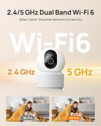 Anona Pano 4K UHD Indoor Camera, Pet/Dog/Baby Security Camera with Phone App, 360° Pan-Tilt, 2.4G/5G Dual-Band Wi-Fi 6, Auto-Tracking, Person/Pet/Baby Crying Detection, Privacy Mode, Two-Way Audio
