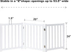 LZRS Wooden Free Standing Foldable Dog Gate Indoor – 60" W x 24" H,Step-Over Safety Pet Gate for Doorways, Stairs, Hallways, Indoor Dog Barrier for Small to Medium Dogs & Puppies, White