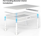 W‌SOWX Adjustable Automatic Cat Feeder Stand, Elevated Cat Food Stand,White | With Drawer and Cat Food Mat,Raises Feeder/Bowls by 4.1"/4.9"/5.7",Relieves Spine and Joints Noticeably on Pets-Sturdy Metal