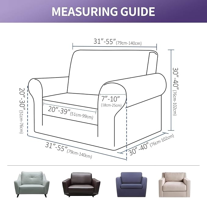 Joccun Stretch Chair Couch Cover,1-Piece Sofa Slipcover Spandex Jacquard Fabric Sofa Covers with Elastic Bottom,Washable Furniture Protector for Dogs,Cats,Kids(Armchair,Burgundy)