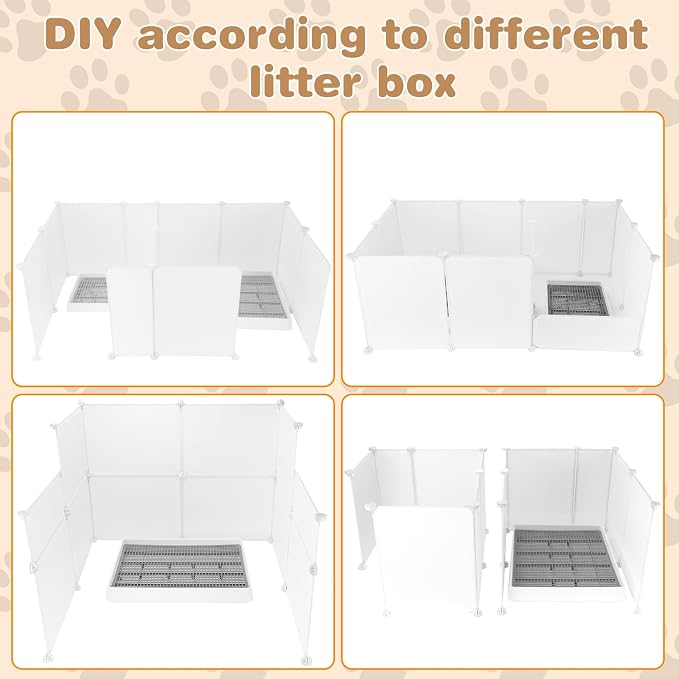 FHTONGE 2Set Large Cat Litter Box Enclosure Splash Guard,Protect Wall Floor | Cat Litter Pan Spill Proof Barrier, Universal Kitten Toilet Box Cover Hideaway Divider, Pee Shield Privacy Screen Surround