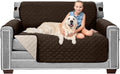 Sofa Shield® Couch Loveseat Covers for Dogs, Reversible Furniture Protector with Strap, Stain and Tear Resistant Cushion Cover, 54 inch Seat, Machine Washable Slipcover Pets, Cats, Chocolate Beige