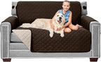 Sofa Shield® Couch Loveseat Covers for Dogs, Reversible Furniture Protector with Strap, Stain and Tear Resistant Cushion Cover, 54 inch Seat, Machine Washable Slipcover Pets, Cats, Chocolate Beige