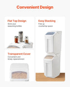 VEVOR Rice Storage Container, 4.5Gallon/20L Capacity Large Dog Food Dispenser Bin, Kitchen Ingredient Grain Cereal Flour Bin, Pet food Containers with Wheels, Measuring Cup, Airtight Lid, 1 Pack