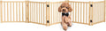 Wooden Freestanding Dog Gate Indoor- 16.9" H 5 Panels | No-Painted Foldable Dog Gates, Portable Doggy Gate for Stairs Doorways Hallways