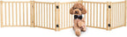 Wooden Freestanding Dog Gate Indoor- 16.9" H 5 Panels | No-Painted Foldable Dog Gates, Portable Doggy Gate for Stairs Doorways Hallways