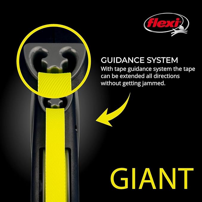 FLEXI® Giant Tape Retractable Dog Leash, Medium, 26 ft - Black | German engineered, original flexi leash, durable quality for dogs up to 55 lbs, tangle-free, walking, reliable brake system