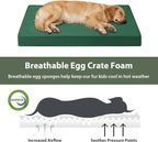 WNPETHOME Outdoor Dog Bed Waterproof, Large Outdoor Dog Bed for Large Sized Dog, Outdoor Indoor Dog Bed with Removable Washable Cover, Egg Crate Foam Dog Crate Mat, Durable Waterproof Dog Bed, Green