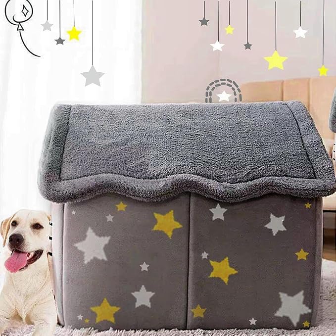 BXEBUI Dog House Indoor Memory Sponge, Foldable Dog House Kennel Bed Mat with Cushion for Small Medium Large Dogs Cats, Winter Warm Cat Nest Puppy Cave Sofa Pet Products (XL)