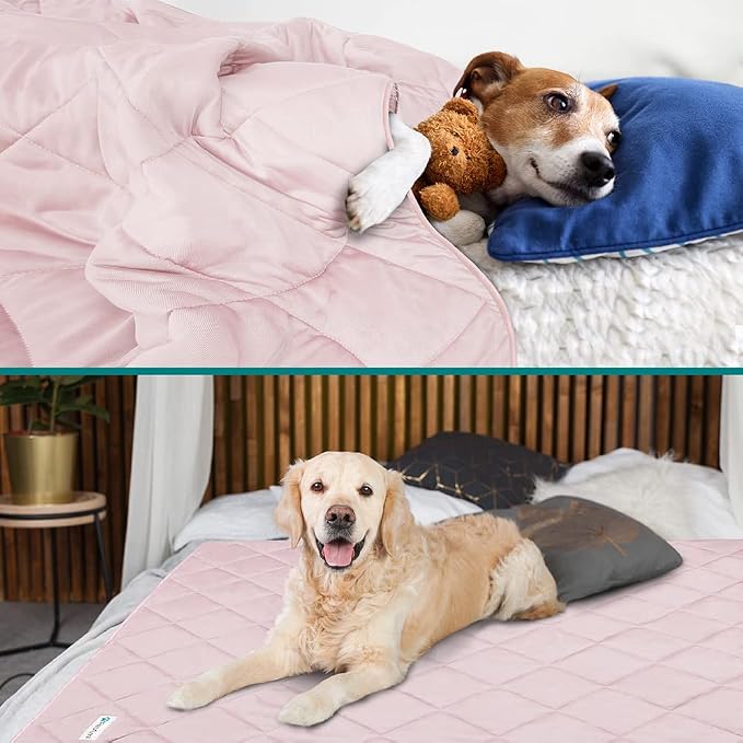 PetAmi Premium Cooling Dog Blanket | Lightweight Fluffy Pet Throw Blanket Bed Cover for Dogs, Cat, Puppies | Pet Blanket Furniture Protector Couch Sofa | Reversible Fuzzy Cozy | 24x32, Pink