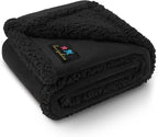 Waterproof Pet Blanket, Liquid Pee Proof Dog Blanket for Sofa Bed Couch, Reversible Sherpa Fleece Furniture Protector Cover for Small Medium Large Dogs Cats, Black Medium（57" x 40"） | waterproof pet blanket sherpa fleece reversible couch cover bed prot...