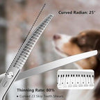HASHIMOTO Curved Eraser Dog Grooming Scissors, 23 Teeth, 7.0 inch. | 80% Thinning Rate,Light Weight, Designed for Bulking off Coat Quickly, 440C Stainless Steel.