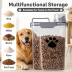 5-7Lbs Dog Cat Food Storage Container with cleaning brush | 4 Snap Seals,Portable Pet Food Containers with Upgraded Large Nozzle and Measuring Cup,Cats,Birds(Large-Grey)