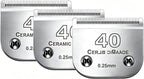3PCS 40 Blades Dog Grooming Blades Compatible with Andis/Wahl Dog Clipper | Cut Length 1/100"(0.25mm),Dog Clipper Blade compatible with Oster A5 ,Ceramic Blade & Stainless Steel Blade