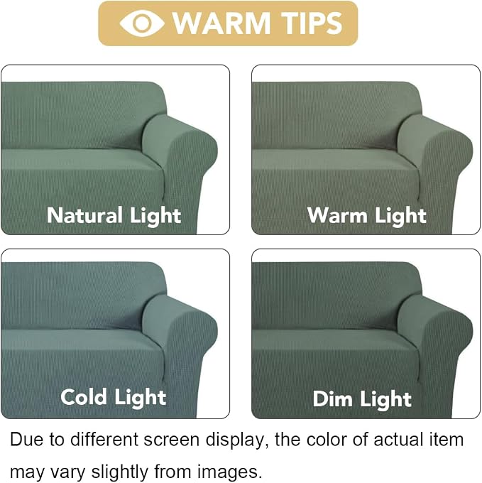 H.VERSAILTEX Stretch Sofa Covers 4 Seater Sofa Slipcovers for Living Room Dog Cover for Couch Feature Thick Checked Jacquard Fabric with Elastic Bottom, Sofa X-Large - Loden Frost
