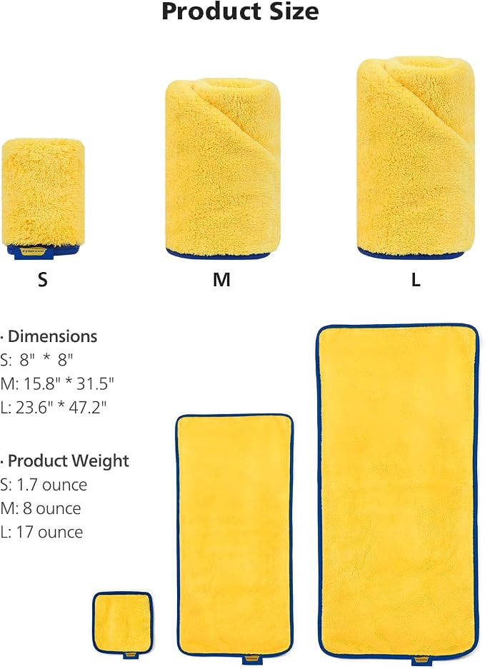 Ultra Absorbent Pet Towel | Quick-Drying, Soft Microfiber Dog & Cat Bath Towel | Lightweight, Durable, Fast Water-Soaking | Ideal for All Breeds (Medium) 15.7" x 31.5"