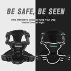 BARKBAY No Pull Dog Harness Front Clip Heavy Duty Reflective Easy Control Handle for Large Dog Walking(Black,L)